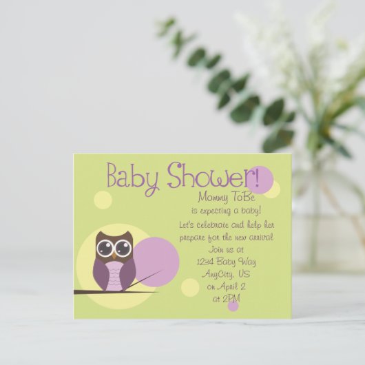 Owl Baby shower Uitnodiging Briefkaart (Staand voorkant)