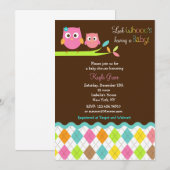 Owl Baby Shower-uitnodigingen Kaart (Voorkant / Achterkant)