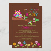 Owl Baby Shower-uitnodigingen Kaart (Voorkant / Achterkant)