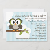 Owl Baby Shower-uitnodigingen nodigt blauw uit Kaart (Voorkant)