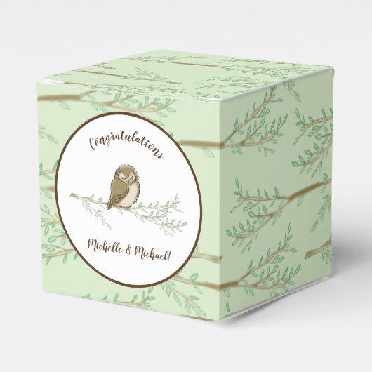 Owl Baby shower Woodland Bedankdoosjes (Voorkant Zijde)