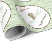 Owl Baby shower Woodland Cadeaupapier (Rol Hoek)