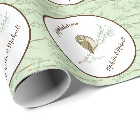 Owl Baby shower Woodland Cadeaupapier (Rol Hoek)