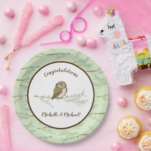 Owl Baby shower Woodland Papieren Bordje (Feest)