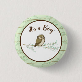 Owl Baby shower Woodland Ronde Button 3,2 Cm