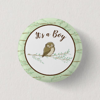 Owl Baby shower Woodland Ronde Button 3,2 Cm
