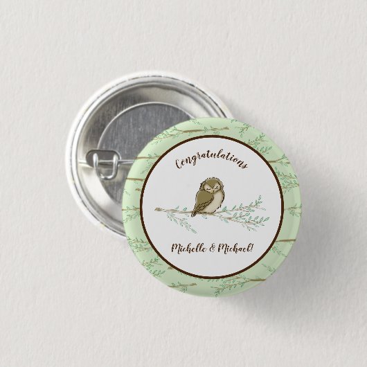 Owl Baby shower Woodland Ronde Button 3,2 Cm (Voorkant /achterkant)