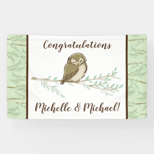 Owl Baby shower Woodland Spandoek (Horizontaal)