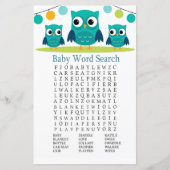 Owl Baby shower Word Search Game (Voorkant)