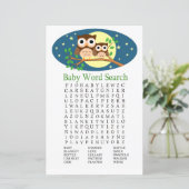 Owl Baby shower Word Search Game (Staand voorkant)