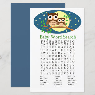 Owl Baby shower Word Search Game