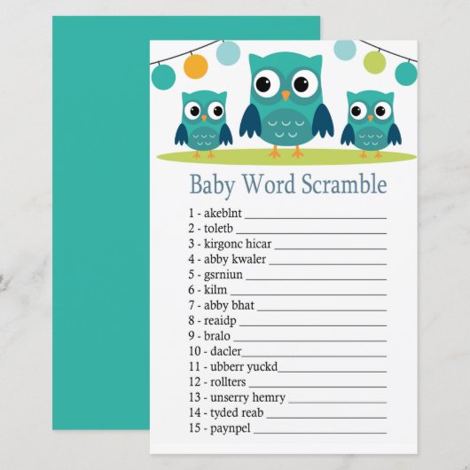 Owl Baby word scramble game (Voorkant / Achterkant)