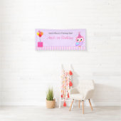 Owl Backdrop Banner (Girl 1st Birthday Party) (Insitu)