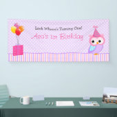 Owl Backdrop Banner (Girl 1st Birthday Party) (Beurs)