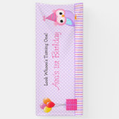 Owl Backdrop Banner (Girl 1st Birthday Party) (Verticaal)