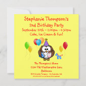 Owl Balloons Cake Kids Birthday Party Custom Year Kaart (Achterkant)