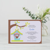 Owl Baptism Christening Invitations Kaart (Staand voorkant)