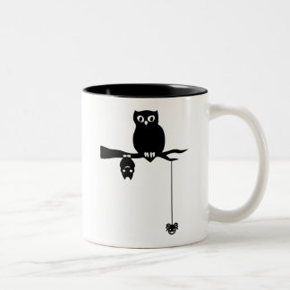 Owl-Bat-Spider Spooky Halloween Tweekleurige Koffiemok