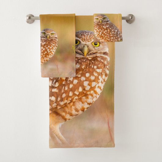 Owl Bathroom Towel Set Bad Handdoek (Insitu)