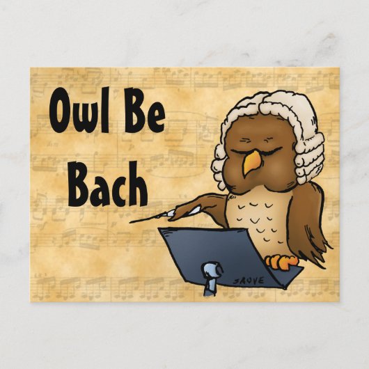 Owl be Bach Funny Owl Cartoon Briefkaart (Voorkant)