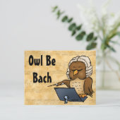 Owl be Bach Funny Owl Cartoon Briefkaart (Staand voorkant)