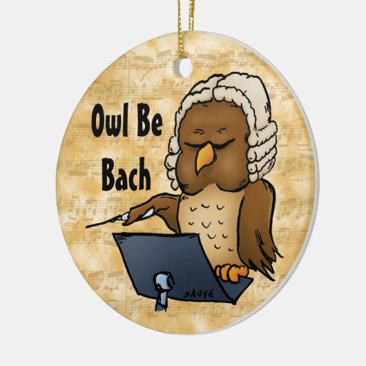 Owl be Bach Funny Owl Cartoon Keramisch Ornament (Links)