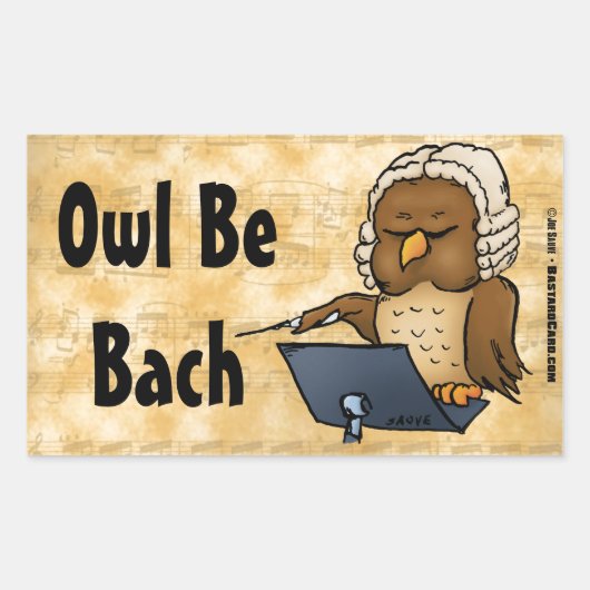 Owl be Bach Funny Owl Cartoon Rechthoekige Sticker (Voorkant)