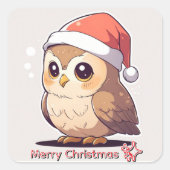 Owl Be Home for Christmas" Funny Santa Hat Sticker (Voorkant)
