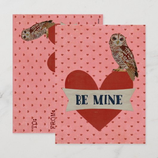 OWL BE MINE VALENTIJNS'S Briefkaart (Voorkant / Achterkant)