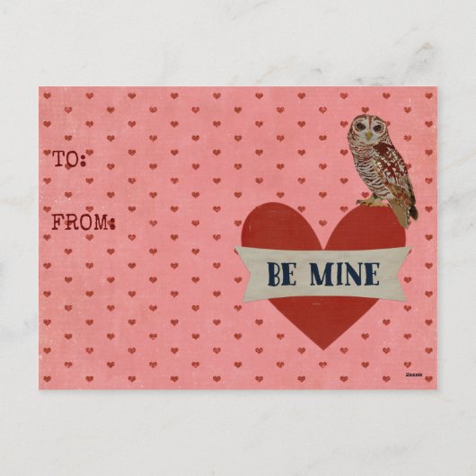 OWL BE MINE VALENTIJNS'S Briefkaart (Achterkant)