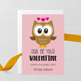 Owl Be Your Valentine Kids Valentine’s Day Card Notitiekaartje