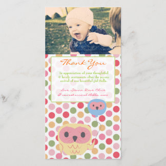 Owl Bedankt Opmerking Baby Girl Fototemplate