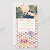 Owl Bedankt Opmerking Baby Girl Fototemplate (Voorkant)