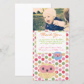 Owl Bedankt Opmerking Baby Girl Fototemplate (Voorkant / Achterkant)