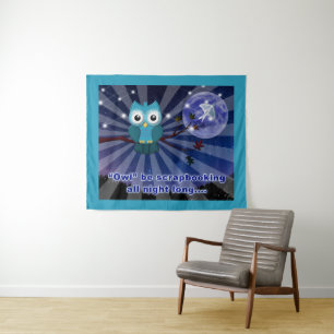 "Owl ben de hele nacht aan het knippen" Wandkleed