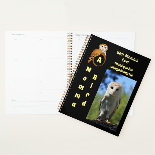 Owl Best Momma Ever Cartoon Foto Name Planner (Display)