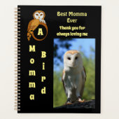 Owl Best Momma Ever Cartoon Foto Name Planner (Voorkant)