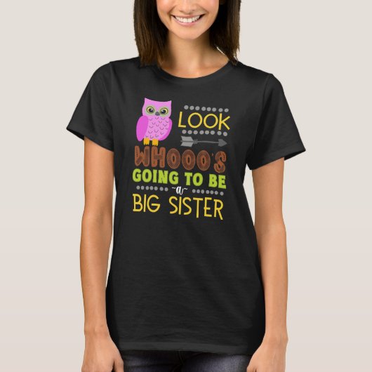 Owl Big Sister Pregnancy onthult Funny Baby T-shirt (Voorkant)