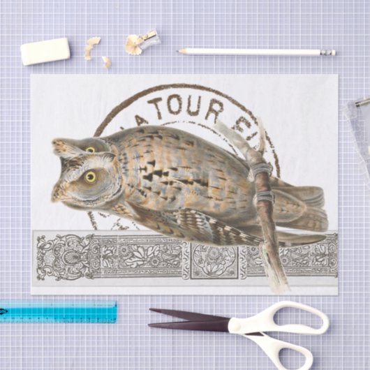 Owl Bird Brown ontkoppelingspunt Frans poststempe Tissuepapier (Craft)