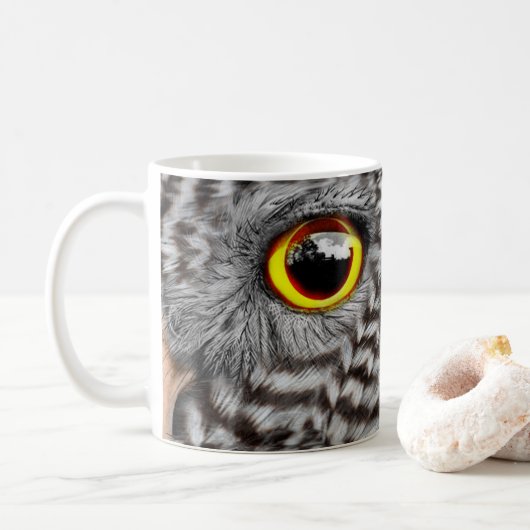 Owl Bird Eyes Coffee Mok, Cup Koffiemok (Met donut)