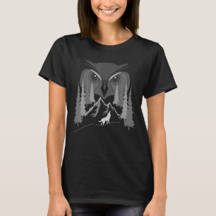 Owl Bird Face Motif Animal Imprint Wolf Forest Mou T-shirt