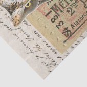 Owl Bird French Script Ephemera Decoupage Tissuepapier (Detail)
