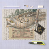 Owl Bird French Script Ephemera Decoupage Tissuepapier (Craft)