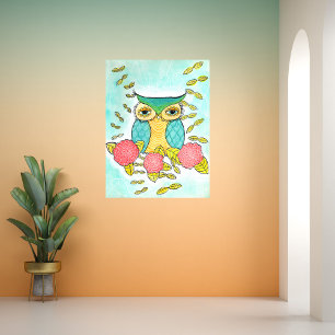 Owl Bird Garden Forest Waterverf Ink Art Print