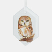 Owl Bird met Attitude Wildlife Natuur Art Glas Ornament (Voorkant links)