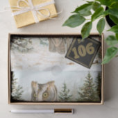 Owl Bird Snowy Forest Pinecone Number Ontkoppeling Tissuepapier (Geschenk)