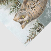 Owl Bird Snowy Forest Pinecone Number Ontkoppeling Tissuepapier (Detail)