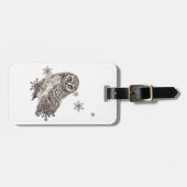Owl Bird Winter Snowflakes Natuur Art Bagagelabel (Voorkant horizontaal)