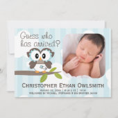 Owl Birth Announcement Boy Aankondiging (Voorkant)
