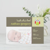 Owl Birth Announement Aankondiging (Staand voorkant)